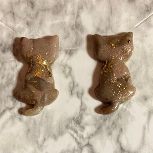 Tan and brown cat earrings, quartz like, camouflage cats, birthday