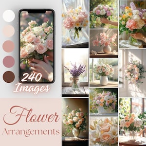 Pastel Floral Arrangement Stock Photos: Social Media Templates (PDF)