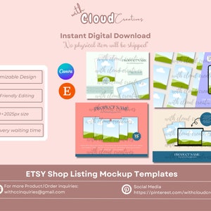 Mockup Etsy Listing Canva, Digital Product Mockup, Etsy Listing Mockup Templates, Canva Mockups for Printables, Drag and Drop Mockup Bundle
