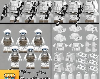 Set of 6 Handcrafted Snow Troopers Minifigures - Arctic Warfare Decor