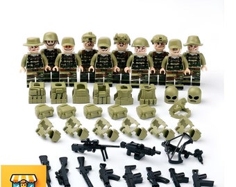 Jungle Squad Handcrafted Set of 10 Miniature Figures - Military Adventure Decor