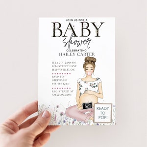 Ready to Pop Baby Shower Invitation, Baby Shower Invitation Girl, Editable Baby Shower Invitation, Girl Baby Shower Invite, Floral