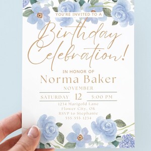 Birthday Dinner Invitation Floral Theme Invitation Editable ...