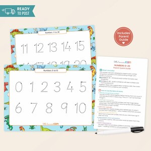 Tapete para trazar los números del 0 al 10 / Kit de aprendizaje lavable / Actividad preescolar sin pantallas / Preparación para la escuela según el marco EYFS (Educación Infantil) para niños de 3 a 5 años.