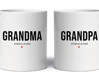 Juego de tazas personalizadas para abuelos / Regalo para abuela y abuelo