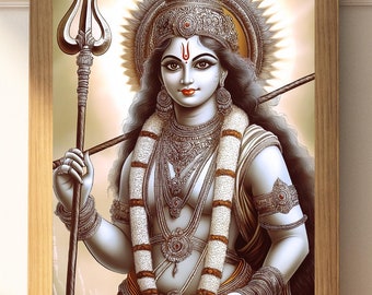 Goddess Durga Print, Hindu God Art, Durga Maa Photo, Spiritual Printable Dashain Digital Download