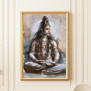 Lord Shiva Painting, Hindu God Poster, Traditional Indian Wall Art, Spiritual Decor, Hinduism Print, Digital Download