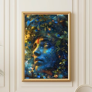 Hindu digital art, Impressionist painting Lord Krishna art, Hinduism Poster