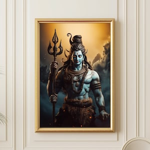 Hindu God Shiva Canvas Art Shiva Wall Art Lord Shiva Watercolor Art Vedic Artwork Traditional Indian Painting Hindu Gods Canvas