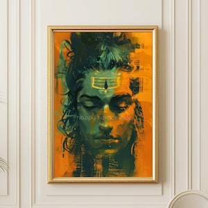 Lord Shiva Painting, Hindu God Art, Traditional Shiva Art, Mahadev, Pooja room decor on Canvas - Ready to Hang