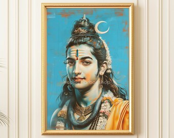 Shiva Painting, Hindu God Art, Lord Shiva Art, Hindu Deity Adiyogi Canvas