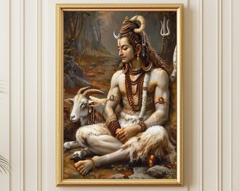 シヴァ一家、女神の絵画、ヒンドゥー教の神の絵画、インドの美術絵画