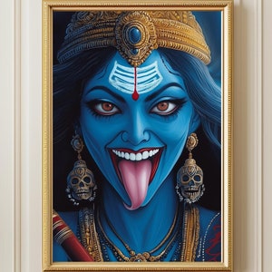 KALI Kaali Maa Art, Hindu Goddess Painting, Indian Deity, Religious Wall Decor, Hinduism Artwork on Canvas and Poster