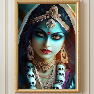Kali Ma Painting, Hindu Goddess Kaali Maa, Indian Deity Decor, Hinduism Canvas Artwork