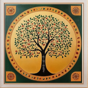 Kalamkari Tree of Life, Pichwai Painting, Vintage Indian Folk Art, Traditional South Asian Poster, Printable Wall Decor