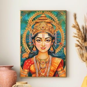 Durga Maa Wall Art, Hindu God Painting, Indian Home Decor, Meditation art, Hinduism Goddess Durga Poster and Canvas