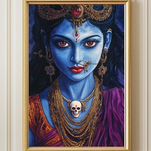 Goddess Kali Ma Painting, Hindu Wall Art, God Kali Maa Poster, Indian Deity Print