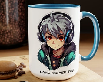 Personalized Gamer Mug, Custom Video Game Gift, Custom Name Mug Gift, Gift for Gamer, Teenage Boy Gifts, Gifts for Him, Anime Mug