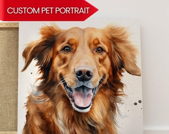 Watercolor Custom Pet Portrait, Personalized Dog Painting