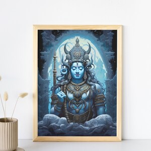 LORD SHIVA Painting, Shiva Canvas, Hindu Gods Artwork, Mahadevi Durgati Hindu Gods Shiva Painting, Traditional Shiv Art, Hindu Artwork