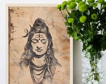 LORD SHIVA Printable Shiva God Art Indian Traditional Shiva Artwork Hindu Gods Decor Shiva Poster Digital