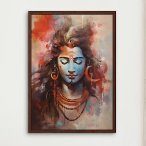 SHIVA PAINTING Canvas, Shiva Picture, Shiva Print, Warrior Art, Hindu Gods, Shiva Painting, Shri Ram Painting, Hindu Art, God Shiva Art