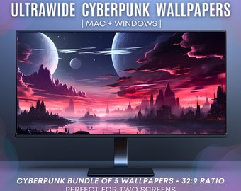 Sfondo Cyberpunk Ultrawide, Sfondo Fantasy Sci-fi, Sovrapposizione Twitch, Sfondi Estetici per Gamer, Sfondi Spaziali, Sfondo Desktop