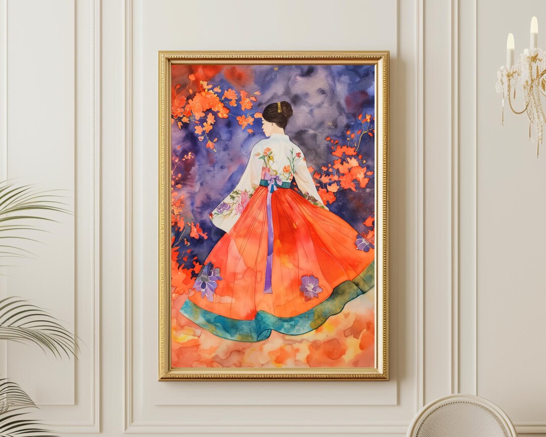 korean-art-painting-hanbok-korea-art-gift-korean-wall-decor-woman-in