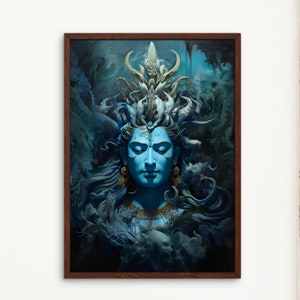 Lord Shiva Painting Shiva Wall Art God Shiva Decor Shiva Canvas Hindu Gods Shiva Parvati Painting Hindu Art God Shiva Hindu Gods Artwork