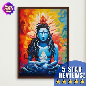 SHIVA Painting, Adiyogi, Hindu Wall Art Decor, Mahadev, Indian Decor Abstract Artwork