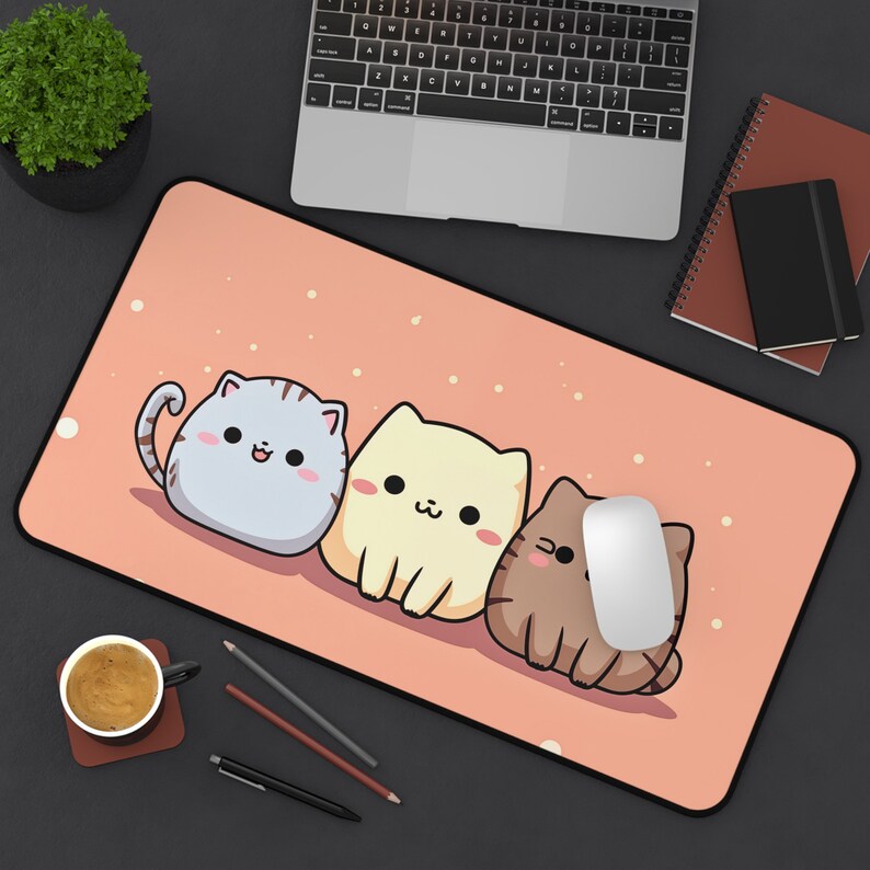 Cute Cat Playmat, Animal Desk Mat, Kawaii Gaming Mouse Pad, Large