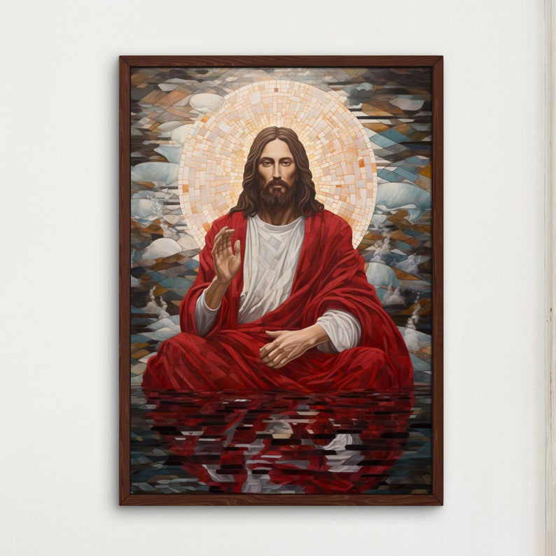 Jesus Painting, Red Robe Watercolor Painting, Bible Verse Wall Art ...