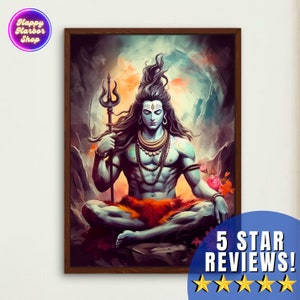 SHIVA Art Canvas Painting, Shiva Wall Art, Shiva Hinduism Wall Decor, Mahadev Shiva Painting, Hindu Gods Art Wall Decor, Pooja Decor Gift