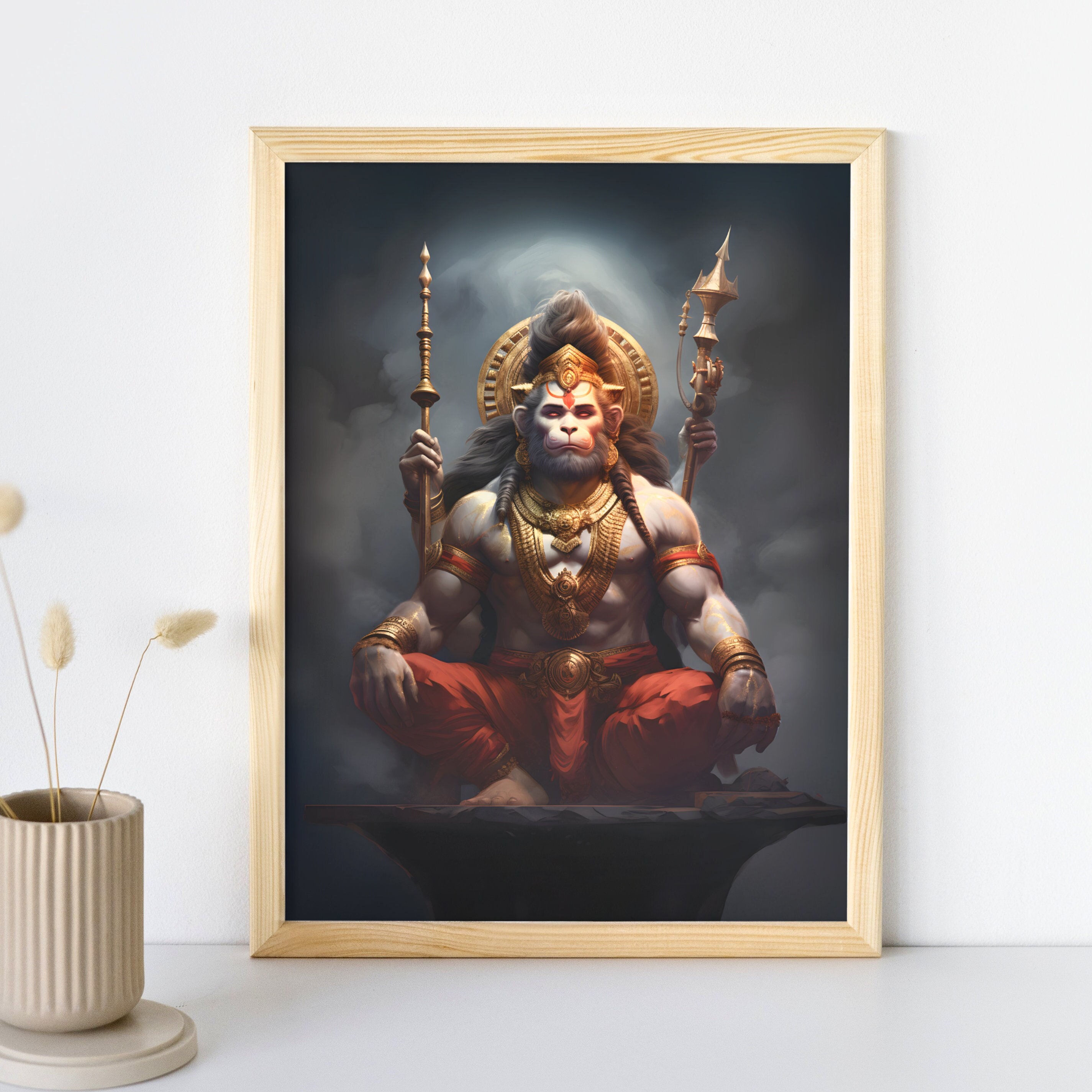 Lord Hanuman Art CANVAS Hanuman Painting Ramayana Hindu Gods