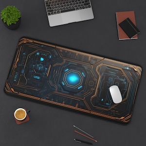 Cyberpunk Desk Mat Futuristic Sci-fi Gamer Gift Gaming Mouse Pad Cyberpunk 2077 Decor Tech Accessories Desk Decor Gaming Computer Play Mat