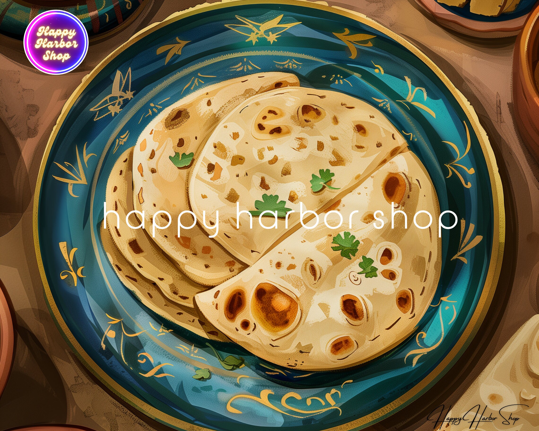 Nan Roti Poster Indian Food Art, Naan Poster, Desi Art, Modern South Asian Art, Nepal ...