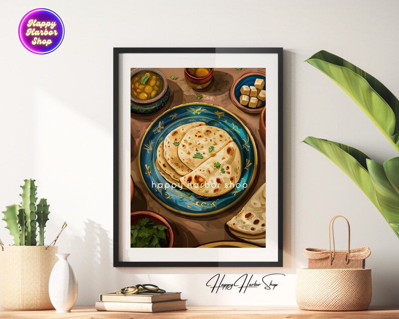 Nan Roti Poster Indian Food Art, Naan Poster, Desi Art, Modern South Asian Art, Nepal ...