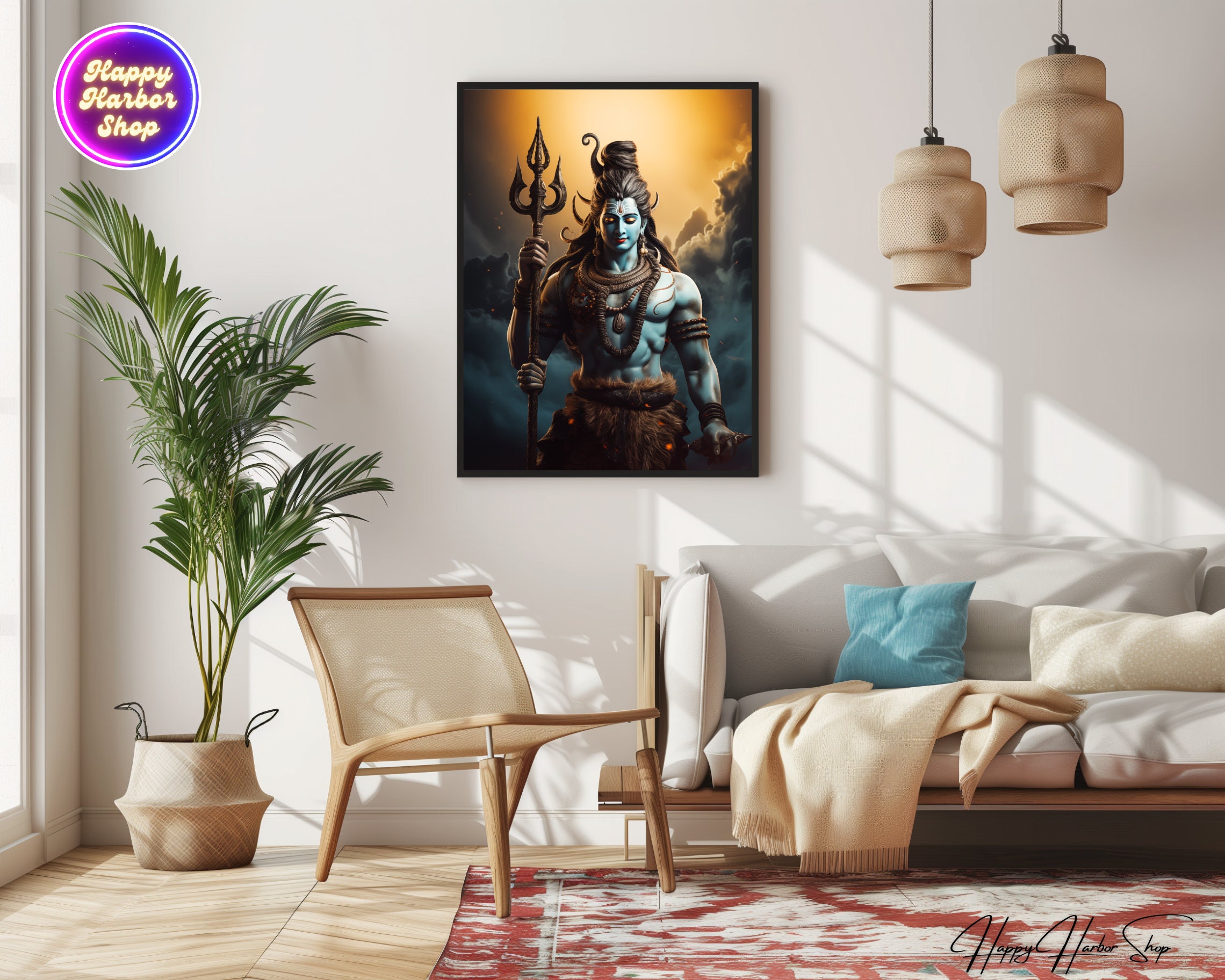 Hindu God Shiva Canvas Art Shiva Wall Art Lord Shiva Watercolor Art ...