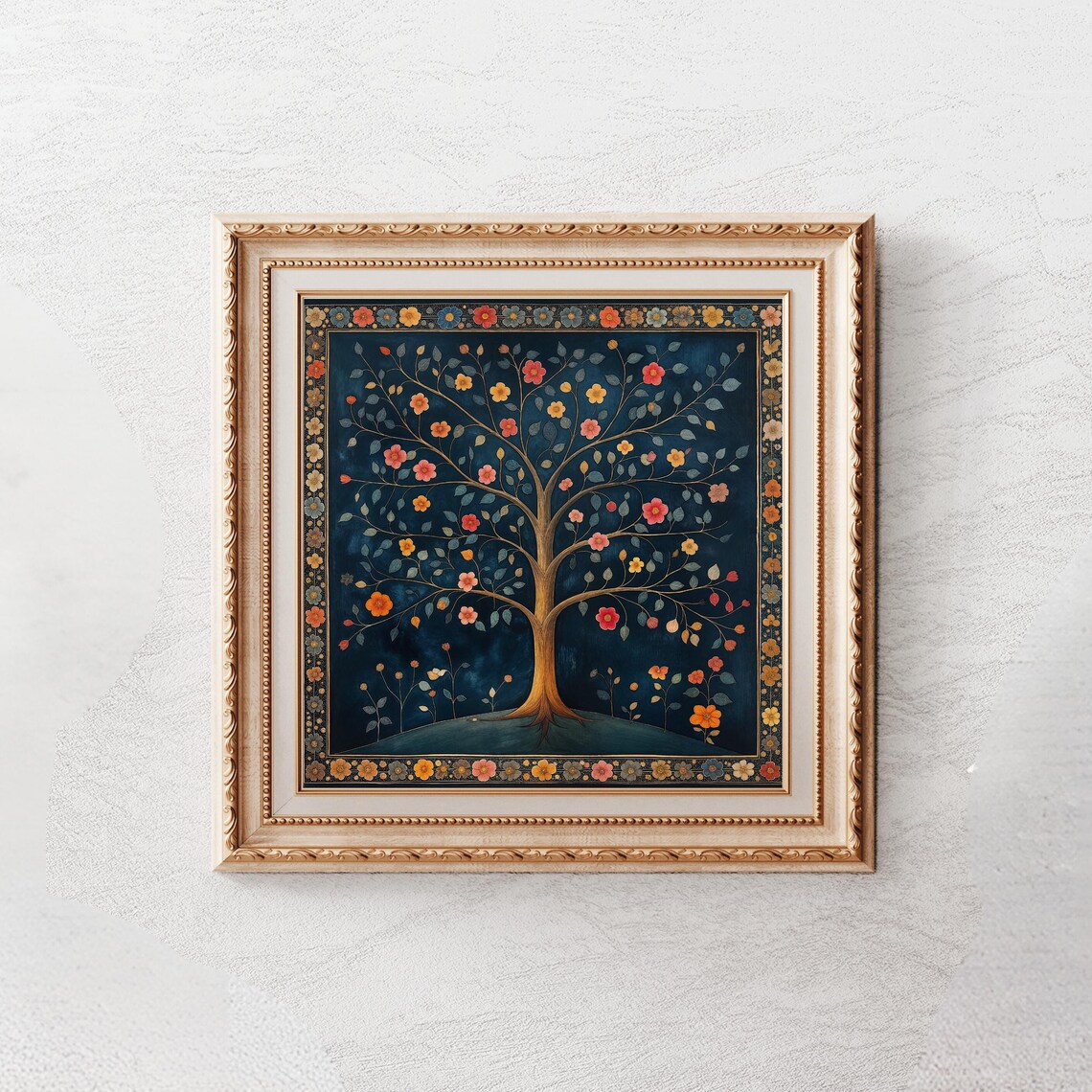 Indian Folk Art Print, Pichwai Art, Floral Tree of Life Painting ...