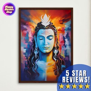 SHIVA Art, Abstract Lord Shiva Painting, Hindu God Wall Art, Indian Wall Decor