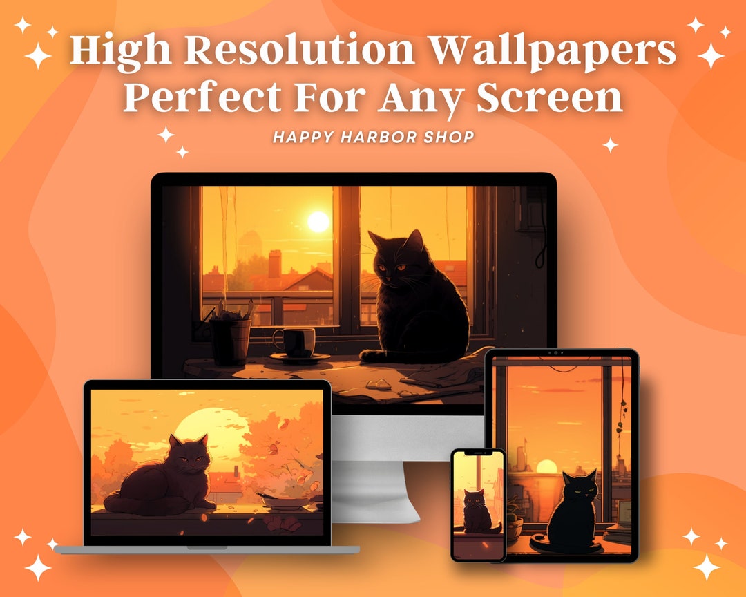 Cozy Cat Wallpaper Pastel Wallpaper Lofi Desktop Wallpaper Kawaii Cat
