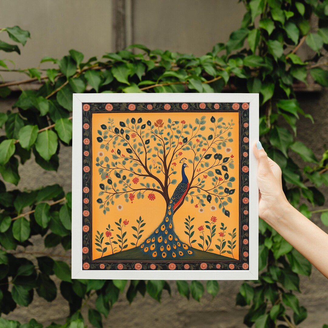 Kalamkari Peacock Indian Art Pichwai Painting Tree of Life Printable ...