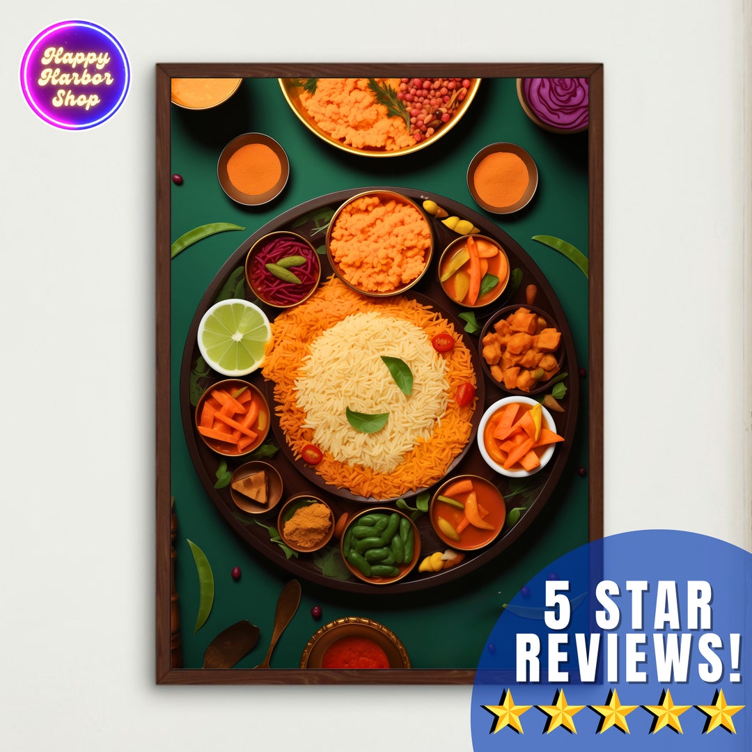 Indian Food Print India Wall Art Indian Food Gift Food Illustration