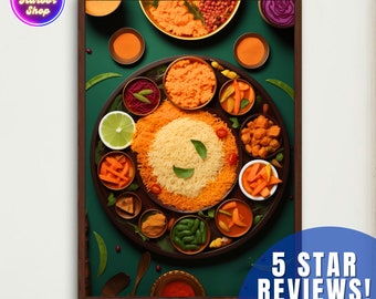 Indian Food Print India Wall Art Indian Food Gift Food illustration Kitchen Art Print Food Poster Indian Food Illustration Art Nepal Art