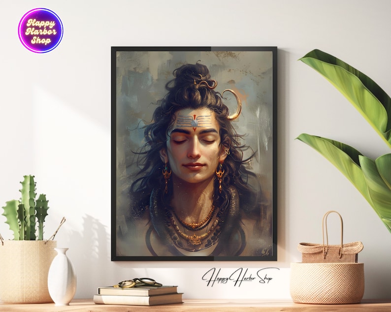 Lord Shiva Art Canvas Painting, Shiva Meditation Wall Art, Hindu God ...