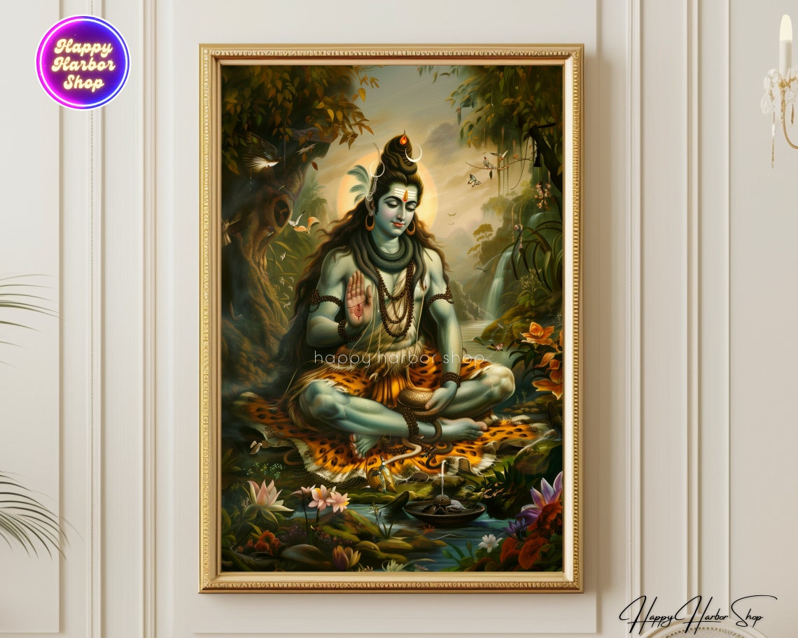 Lord Shiva Art Hindu God Printable Poster Vintage Spiritual Wall Decor ...