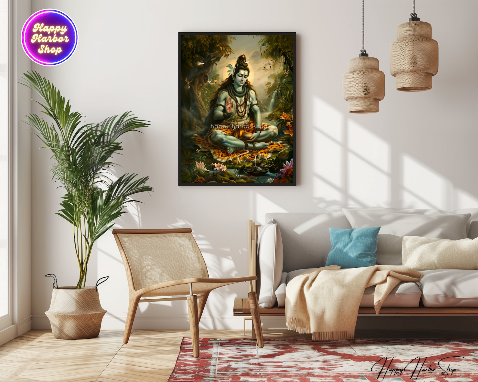 Lord Shiva Art Hindu God Printable Poster Vintage Spiritual Wall Decor ...