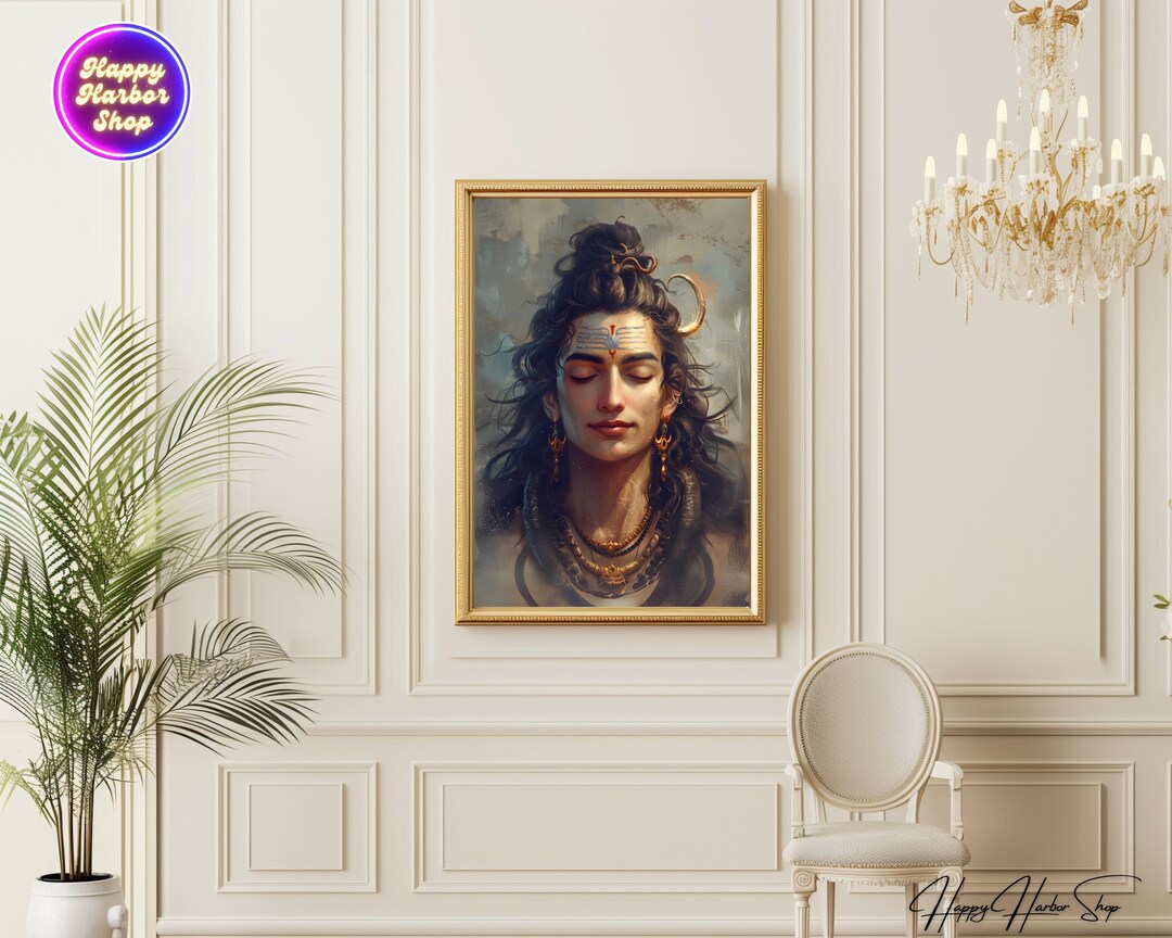 Lord Shiva Art Canvas Painting, Shiva Meditation Wall Art, Hindu God ...