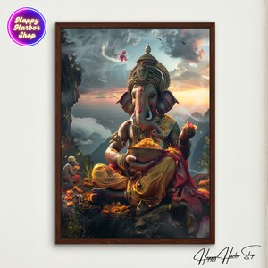Lord Ganesha Wall Art, Hindu God Ganesha Painting, Ganesh Decor Prints, Indian Gifts