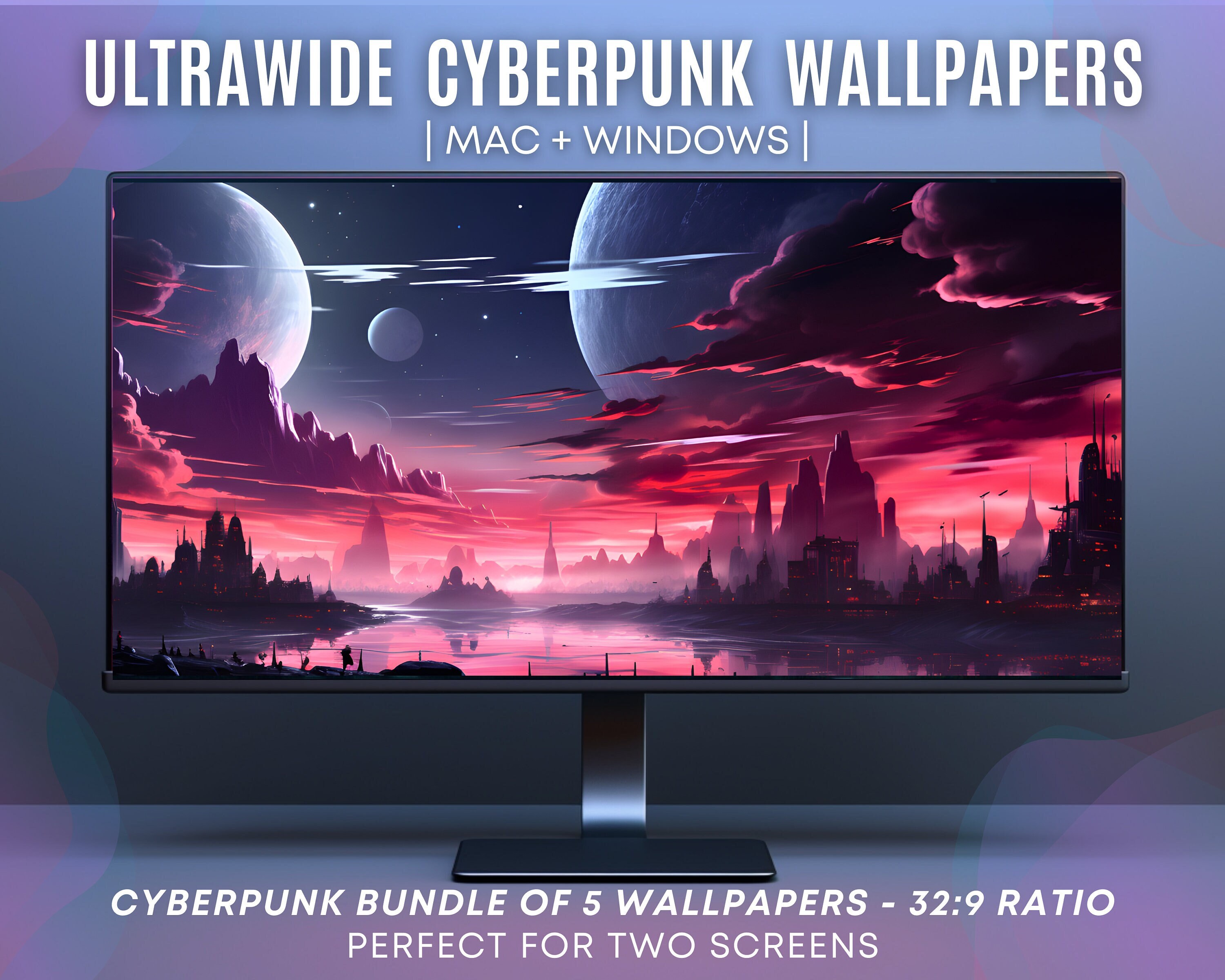 Ultrawide Cyberpunk Wallpaper Sci-fi Fantasy (Instant Download) 